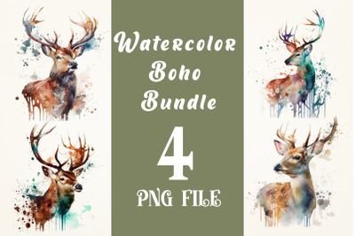 Deer Boho watercolor sublimation Bundle, PNG Design