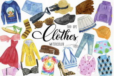 Watercolor Clothes Clipart, Clothing Clipart, Fashion Clipart Wardrobe