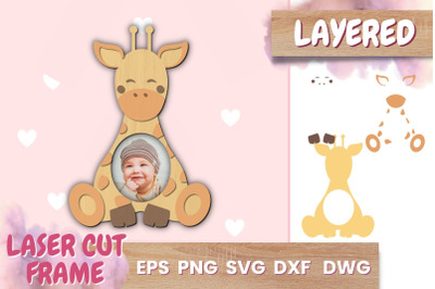 Giraffe Photo Frame SVG | Papercut animals | Shadowbox