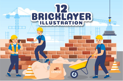 12 Bricklayer Worker Illustration