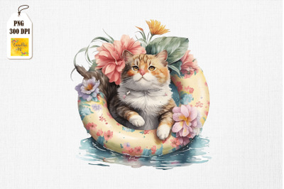 Cute Cat Summertime Watercolor 2