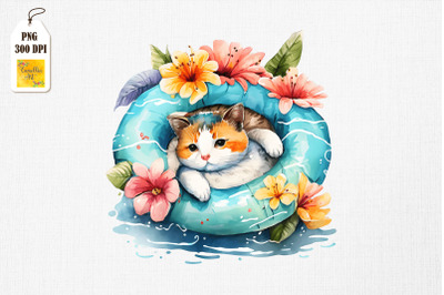 Cute Cat Summertime Watercolor 3