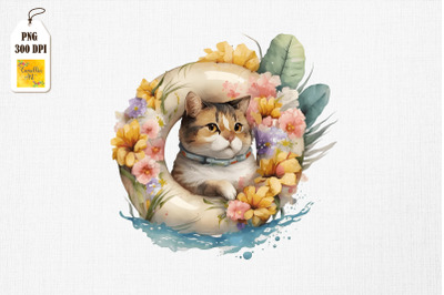 Cute Cat Summertime Watercolor 6