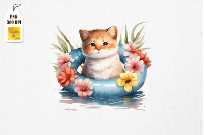 Cute Cat Summertime Watercolor 7