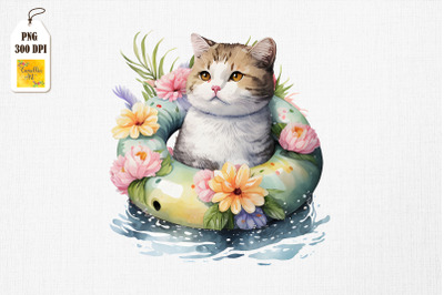 Cute Cat Summertime Watercolor 9