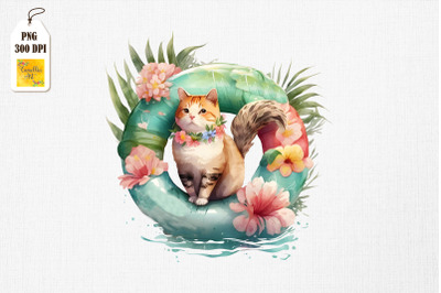 Cute Cat Summertime Watercolor 10