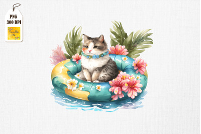 Cute Cat Summertime Watercolor 12