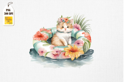 Cute Cat Summertime Watercolor 13