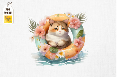 Cute Cat Summertime Watercolor 15