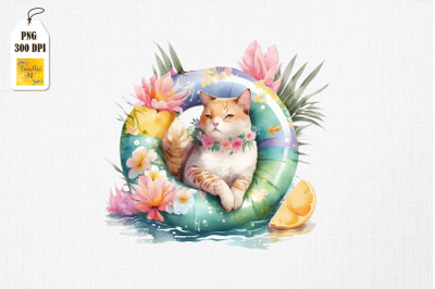 Cute Cat Summertime Watercolor 16