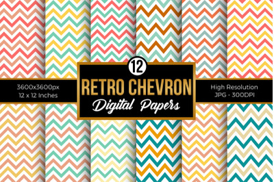 Retro Zig Zag Chevron Digital Papers