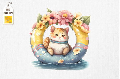 Cute Cat Summertime Watercolor 18