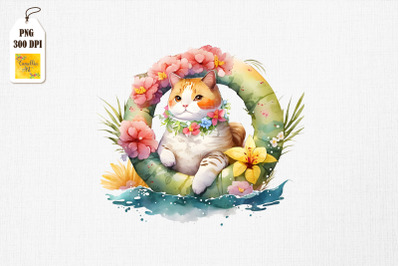 Cute Cat Summertime Watercolor 19