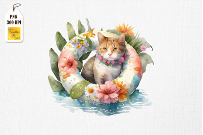 Cute Cat Summertime Watercolor 20