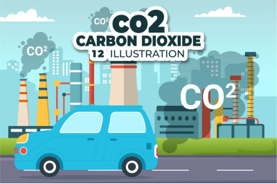 12 Carbon Dioxide or CO2 Illustration