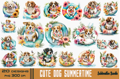 Cute Dog Summertime Watercolor Bundle