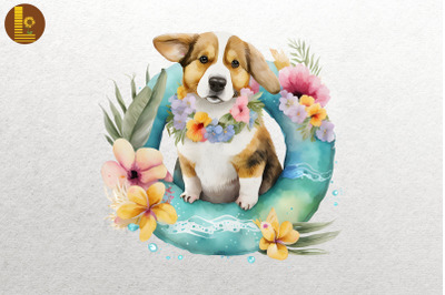 Cute Dog Summertime Watercolor