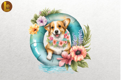 Cute Dog Summertime Watercolor 2