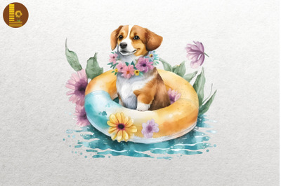 Cute Dog Summertime Watercolor 11