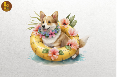 Cute Dog Summertime Watercolor 16