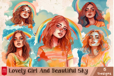 Lovely Girl And Beautiful Sky Bundle