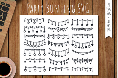 Bunting Birthday SVG - Party Garland Vector Clipart