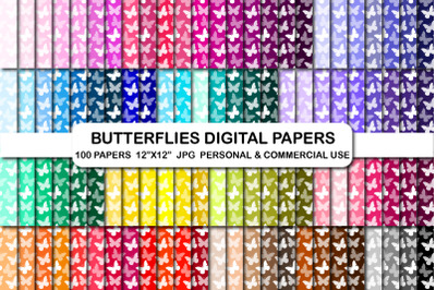 Butterflies Digital Papers, Butterfly Pattern Planner Papers