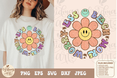 Beach more worry less svg png sublimation, distressed png sublimation