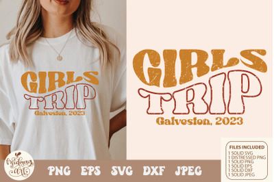 Retro girls trip Galveston 2023 SVG png sublimation, distressed png