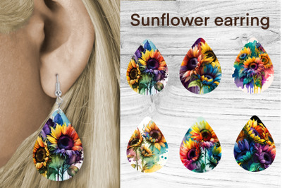 Teardrop earring PNG | Sunflower earring