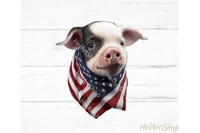 Patriotic Pig Png, Sublimation Png