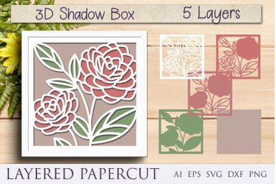 3d floral shadow box svg, Layered papercut flower