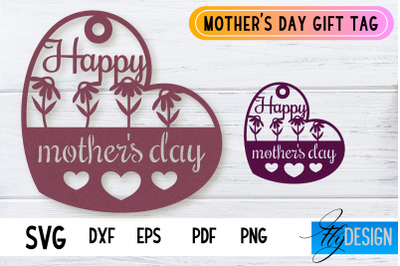 Mother&#039;s Day Gift Tag SVG Design | Mom SVG Design | Gift Tag SVG File