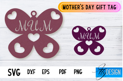 Mother&#039;s Day Gift Tag SVG Design | Mom SVG Design | Gift Tag SVG File