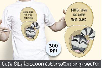 Cute Raccoon. Sublimation Designs for t-shirts.