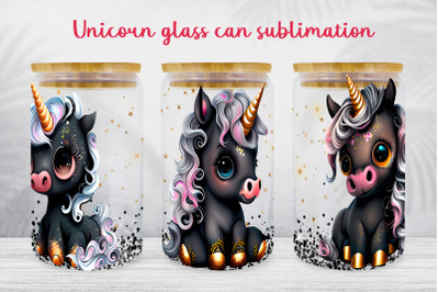 Unicorn glass can wrap Glitter libbey glass can sublimation