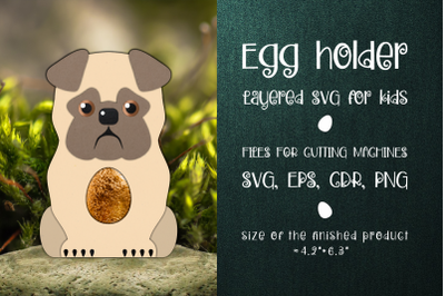 Pug Dog | Egg Holder Template SVG