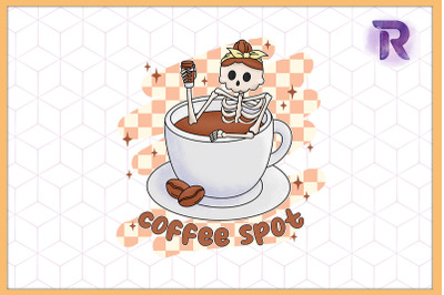 Coffee Spot Skeleton Mom in coffee