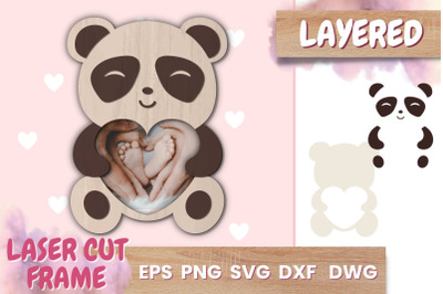 Panda Photo Frame SVG | Papercut animals | Shadowbox