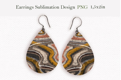 Earthy tones abstract teardrop earrings design png