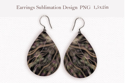 Abstract glitter teardrop earrings design png