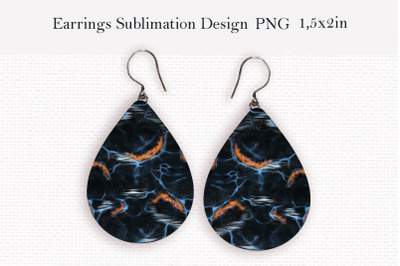 Sparkling water abstract teardrop earrings design png
