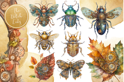 Steampunk Insects Clipart Set