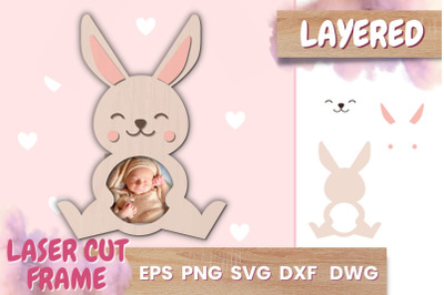 Rabbit Photo Frame SVG | Papercut animals | Shadowbox