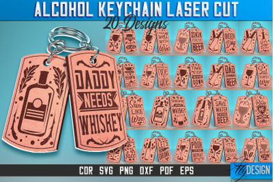 Alcohol Keychain Laser Cut SVG | Alcohol Laser Cut SVG Design | CNC Fi