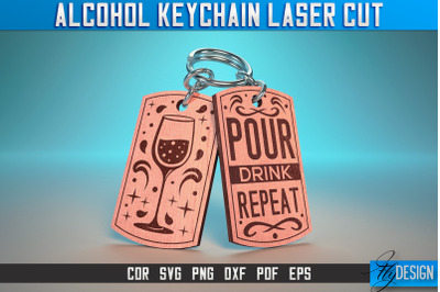 Alcohol Keychain Laser Cut SVG | Alcohol Laser Cut SVG Design | CNC