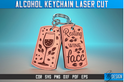 Alcohol Keychain Laser Cut SVG | Alcohol Laser Cut SVG Design | CNC