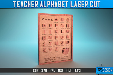 Teacher Alphabet Laser Cut SVG | Teacher Laser Cut SVG Design | CNC