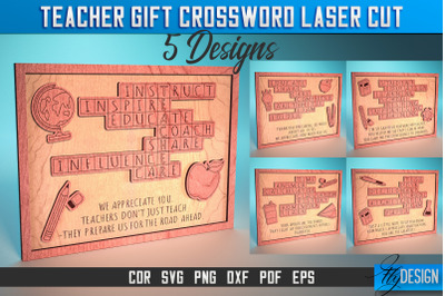 Teacher Gift Crossword Laser Cut SVG | Gift Crossword Laser Cut SVG