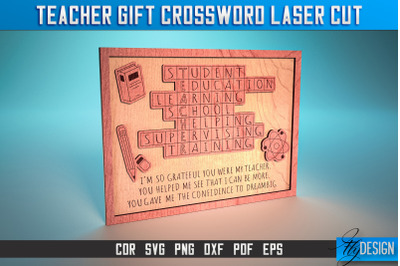 Teacher Gift Crossword Laser Cut SVG | Gift Crossword Laser Cut SVG